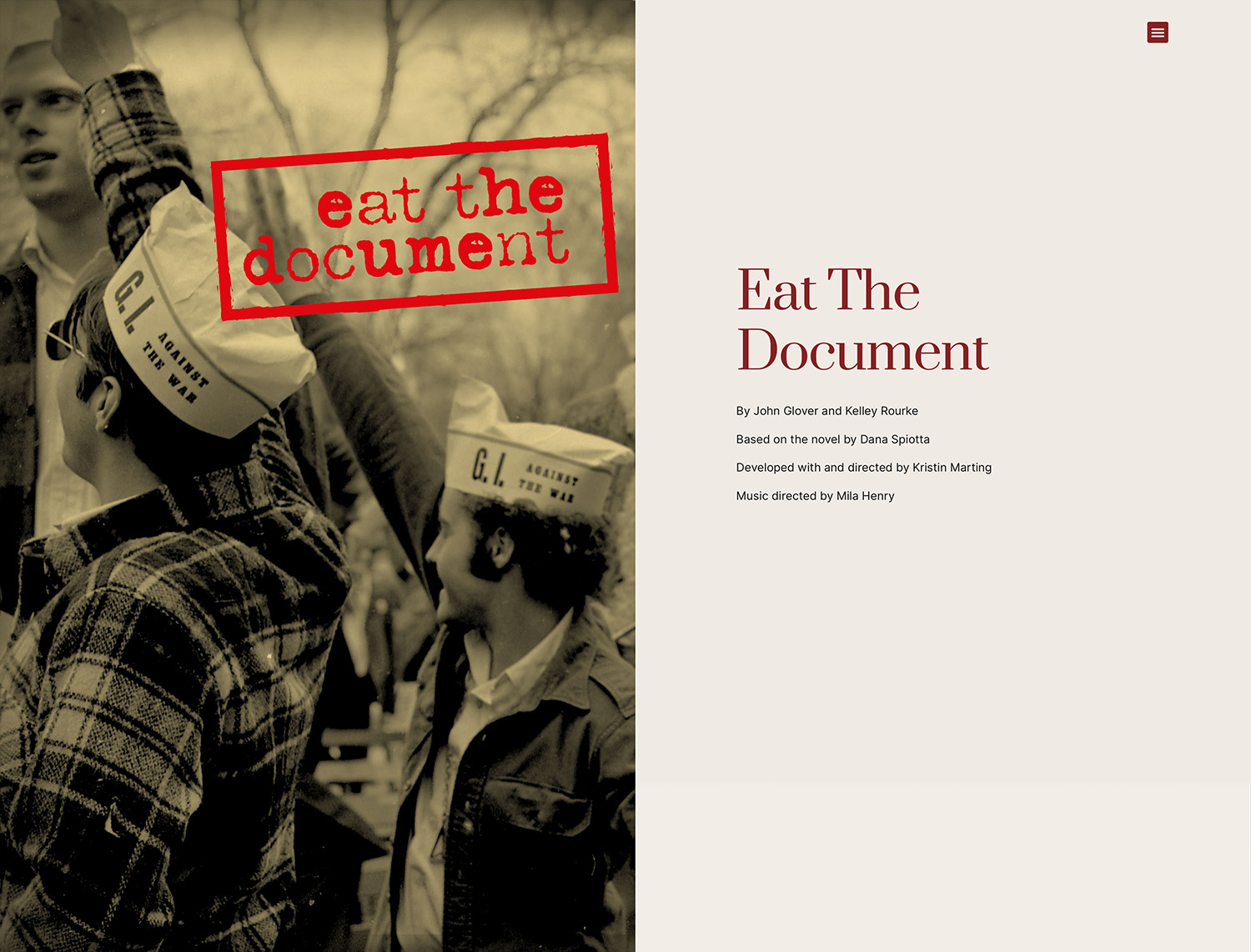 screenshot of the desktop homepage for eat the document opera