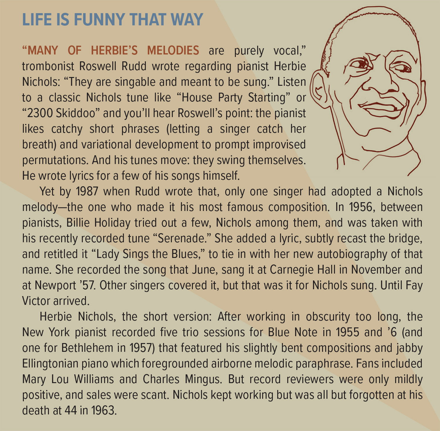 cd 12-page booklet cover for Life Is Funny That Way by Fay Victor's Herbie Nichols SUNG