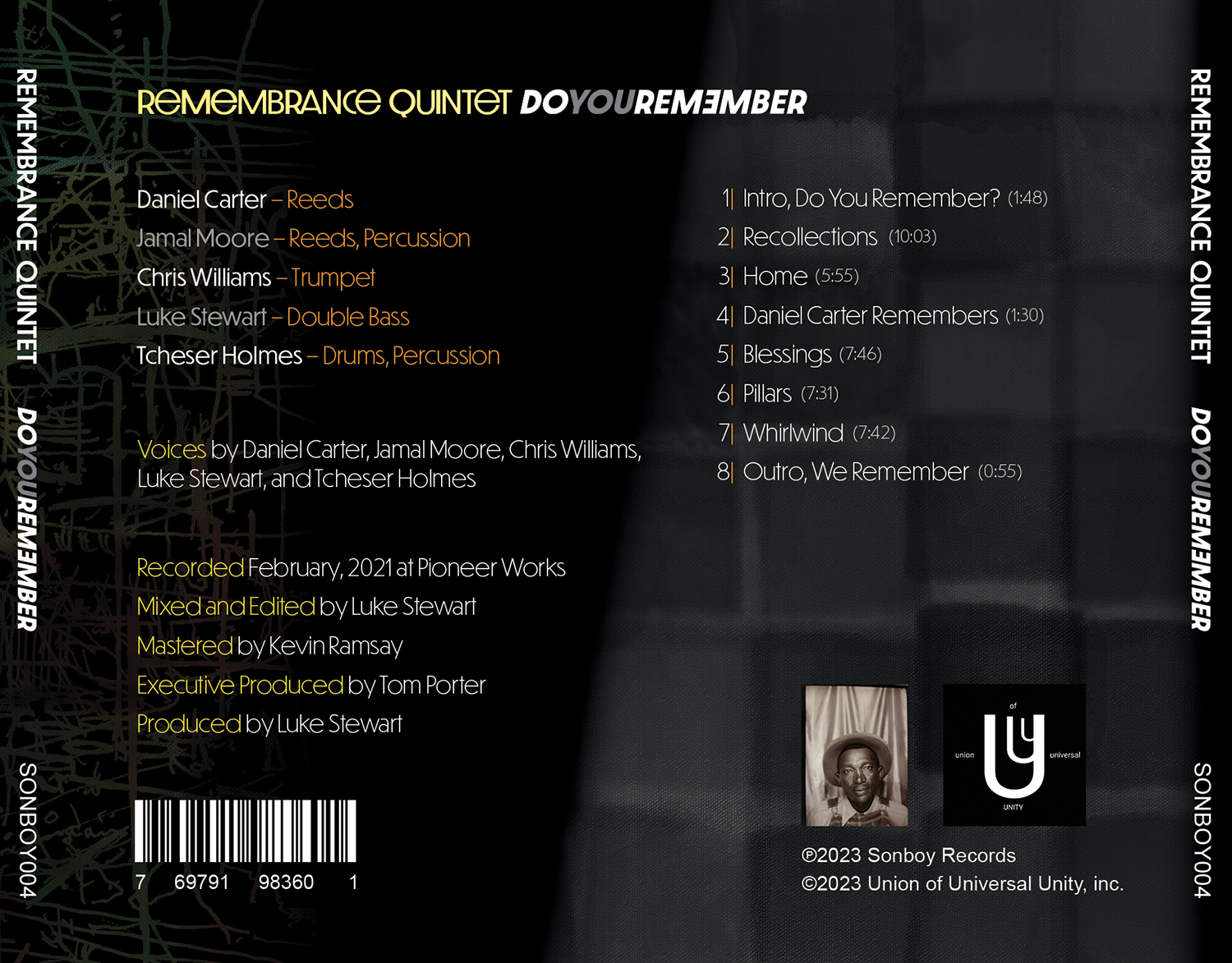 tray card / back cover of Do You Remember by the Remembrance Quintet featuring Daniel Carter