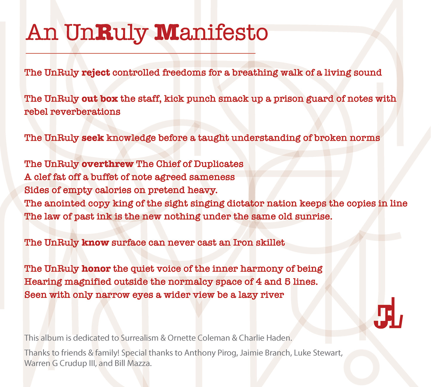left interior panel of the An UnRuly Manifesto cd design