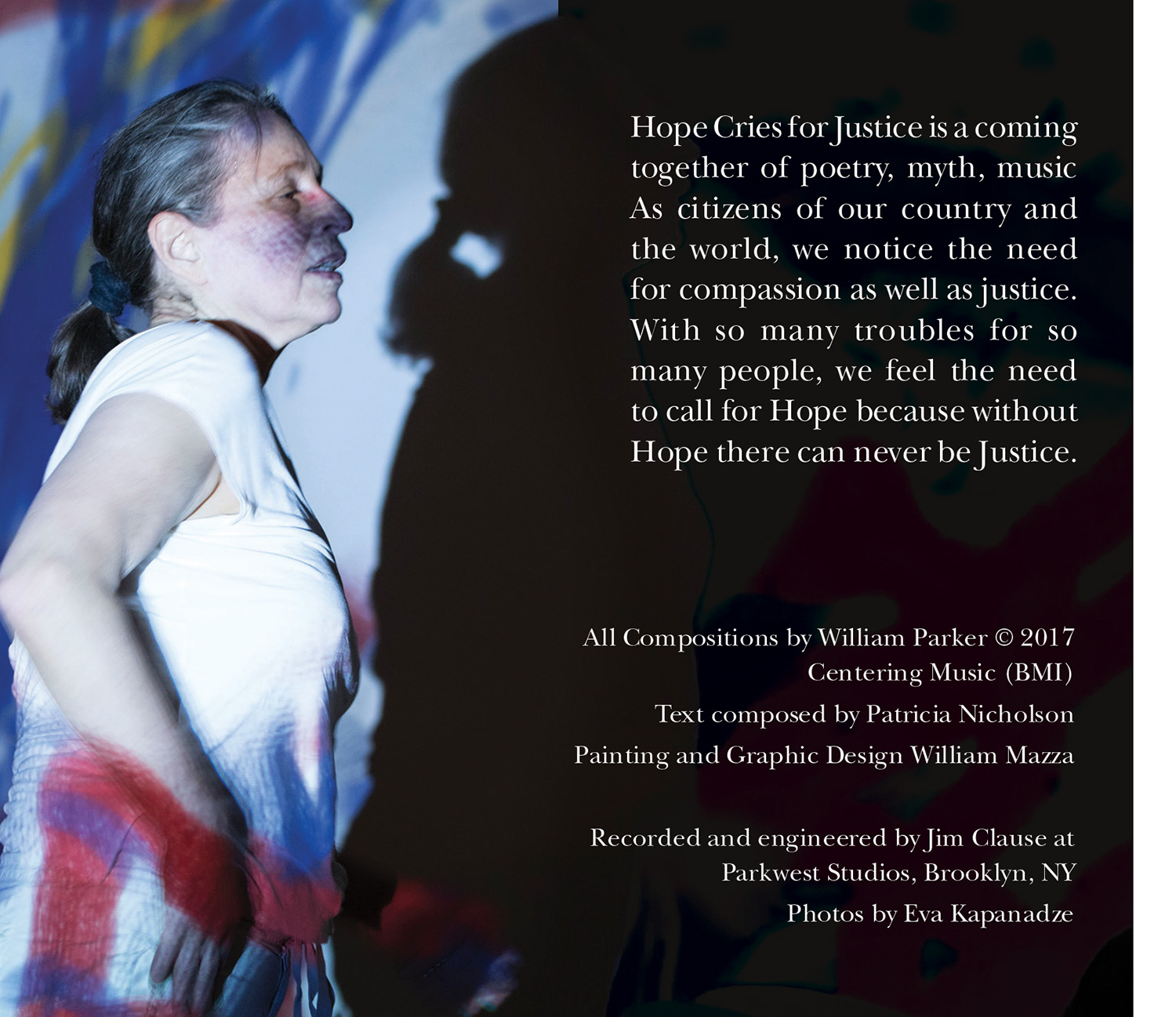 left interior panel of Patrica Nicholson and William Parker's cd Hope Cries For Justice