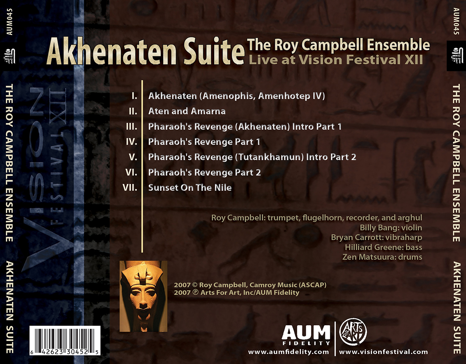 j-card for Roy Campbell Ensembel's cd Akhenaten Suite Live at Vision Festival 18